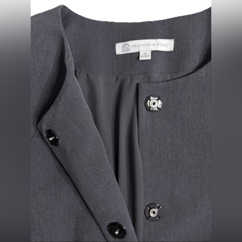 Preston & York Gray Black Colorblock Workwear Blazer Jacket Size 10 - Picture 5 of 10